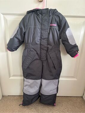 Pink Platinum Gray Snowsuit with Pink Accents, Size 2T